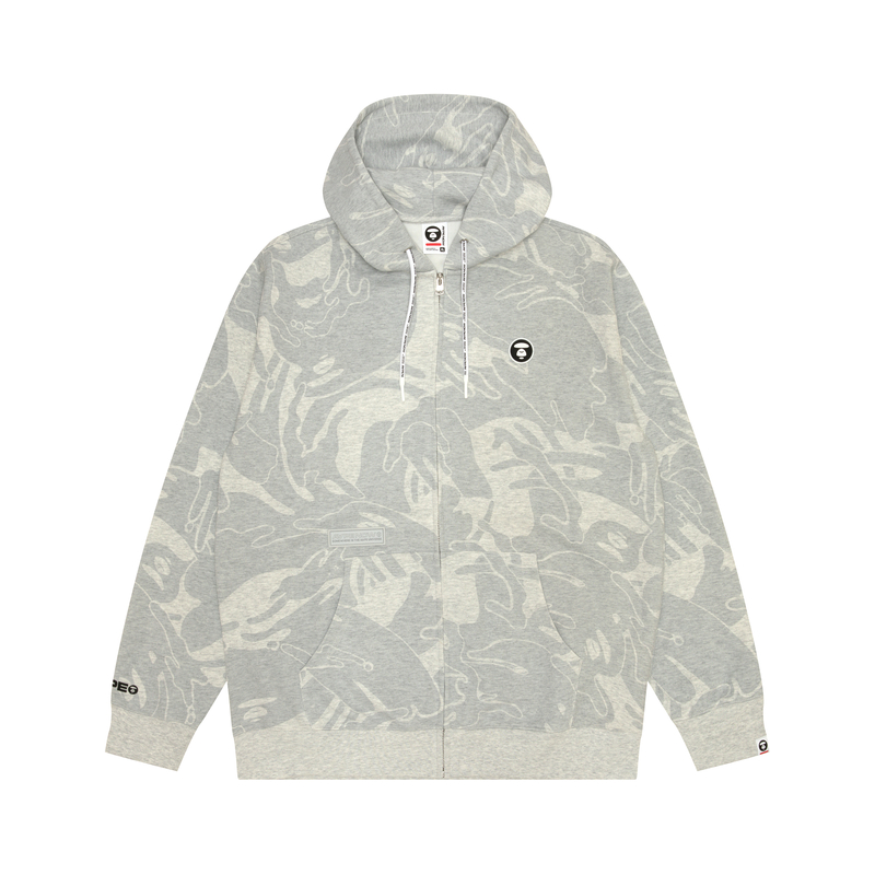 AAPE FW24 Camo Loose Fit Pullover Hoodie Mens Grey AAPSWMB326XAN
