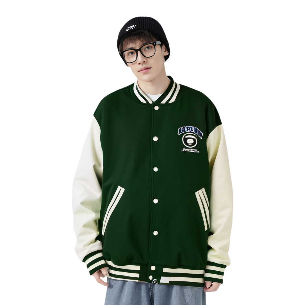 Shop AAPE FW24 Colorblock Loose-Fit Ape Badge Sweatshirt AAPSWMB328XAN