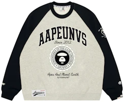 AAPE FW24 Graphic Crewneck Sweater White/Black - Streetwear Style AAPSWMA348XCL AAPE FW24 Graphic Crewneck Sweater White/Black - Streetwear Style AAPSWMA348XCL