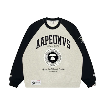 AAPE FW24 Graphic Crewneck Sweater White/Black - Streetwear Style AAPSWMA348XCL