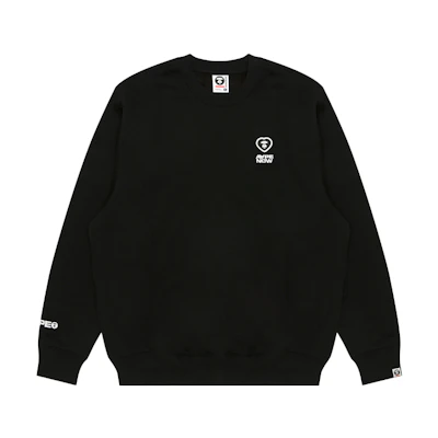 AAPE FW24 Heart Ape Logo Crewneck Sweatshirt Black AAPSWMB321XXN