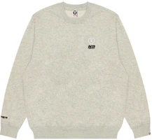 AAPE FW24 Heart Ape Logo Oversized Crewneck Long Sleeve Sweatshirt White Mens AAPSWMB321XAN AAPE FW24 Heart Ape Logo Oversized Crewneck Long Sleeve Sweatshirt White Mens AAPSWMB321XAN