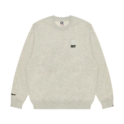 AAPE FW24 Heart Ape Logo Oversized Crewneck Long Sleeve Sweatshirt White Mens AAPSWMB321XAN