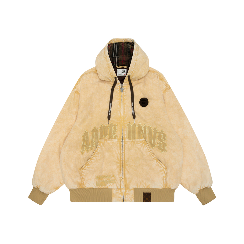 Shop AAPE FW24 Loose Fit Hooded Jacket with Letter Embroidery AAPJKM7610NXL