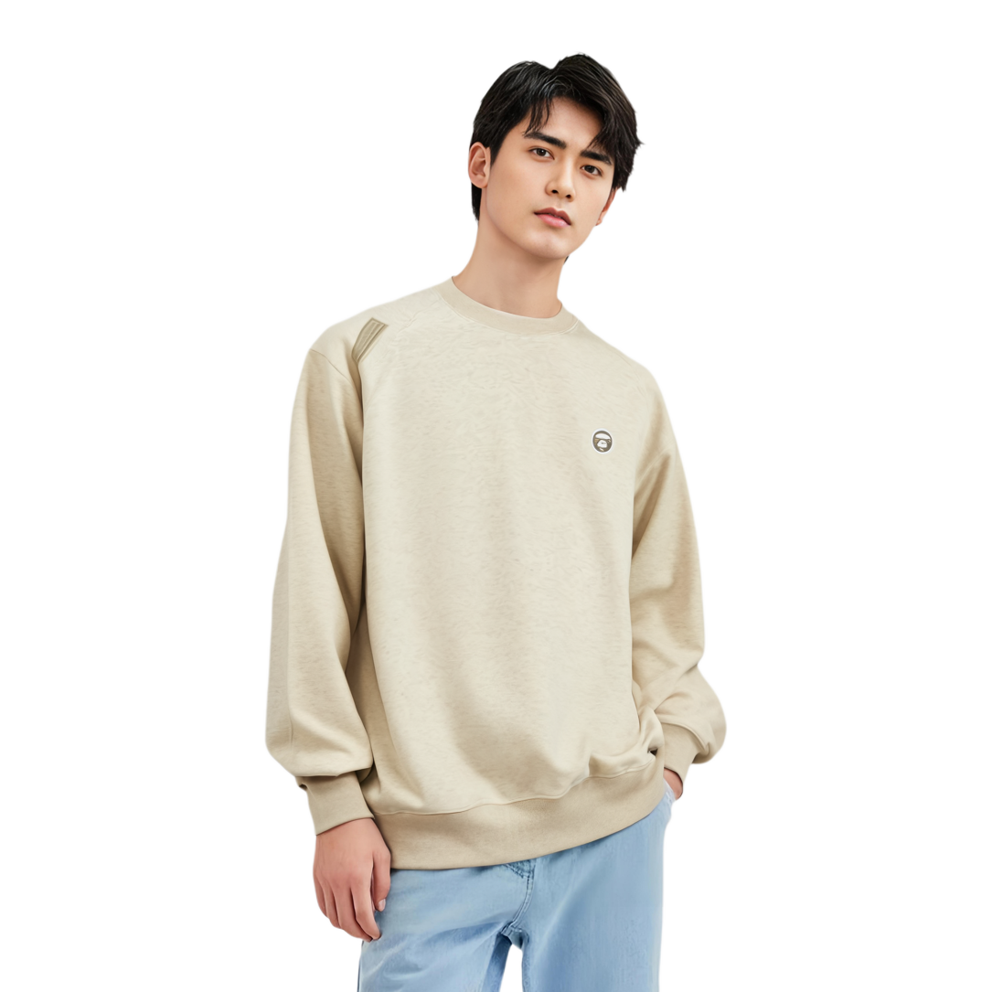 Shop AAPE FW24 Minimal Ape Logo Letter Print Loose Crewneck Sweatshirt Men AAPSWMB319XAN