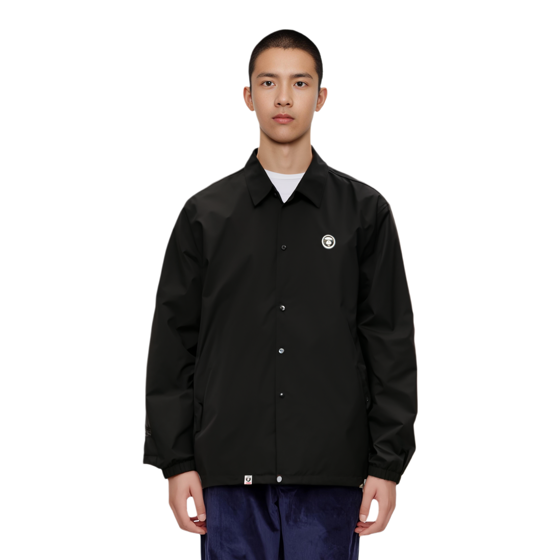 Shop AAPE FW24 Minimalist Monochrome Jacket with Ape Face Badge AAPLJM7662XXN
