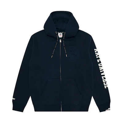 AAPE FW24 Navy Blue Letter Print Hooded Jacket AAPSWMB344XXN