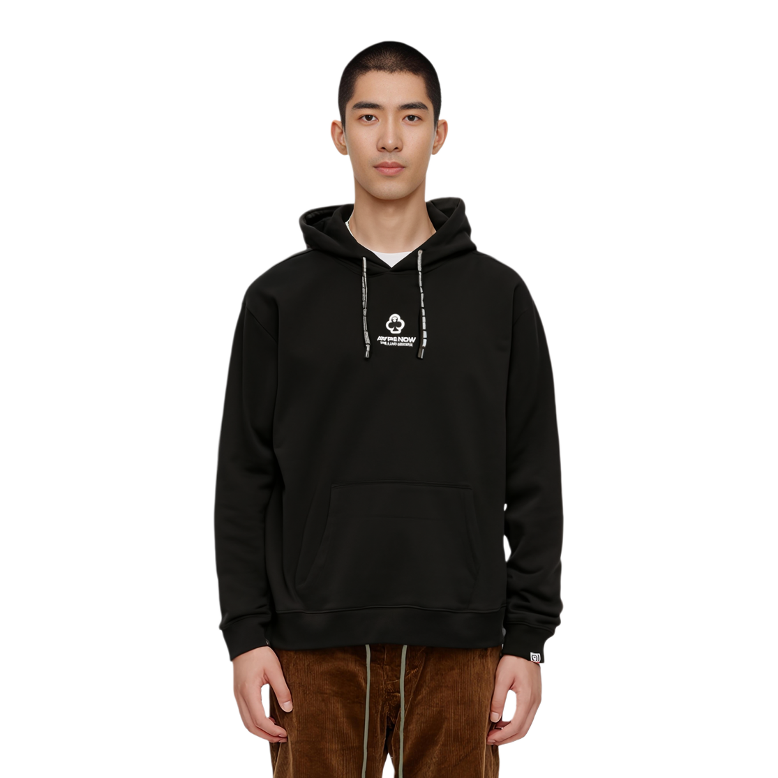 Shop AAPE FW24 Poker Ape Badge Embroidered Casual Hoodie AAPSWMB323XXN