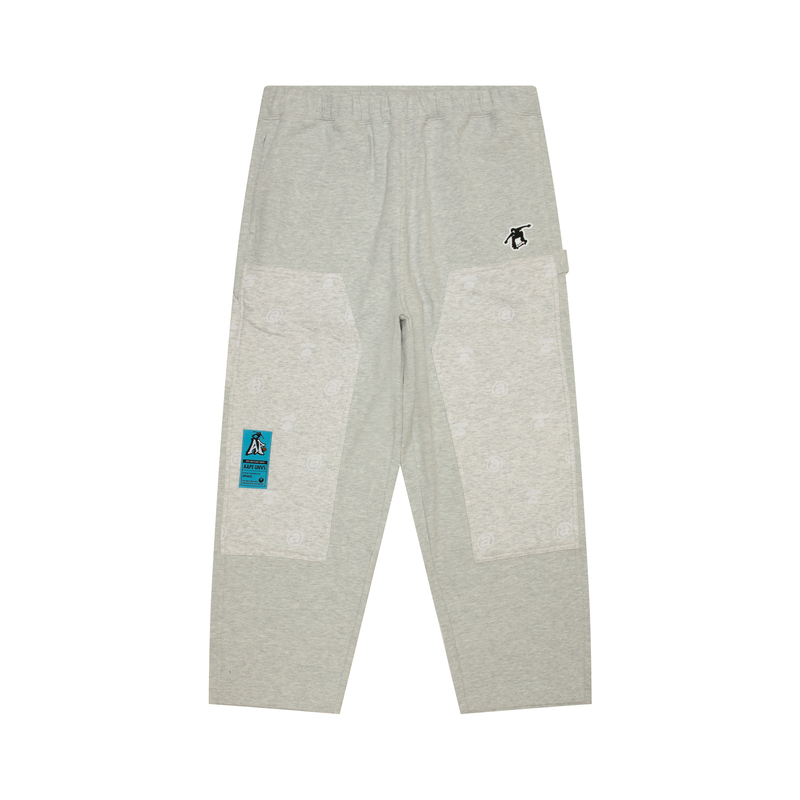 Aape FW24 White Casual Pants with Skateboarding Ape Graphic for Men. AAPPTMB642XXN
