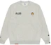 Buy AAPE FW24 White/Grey Ape Logo Embroidered Crewneck Sweatshirt AAPSWMB377XAN