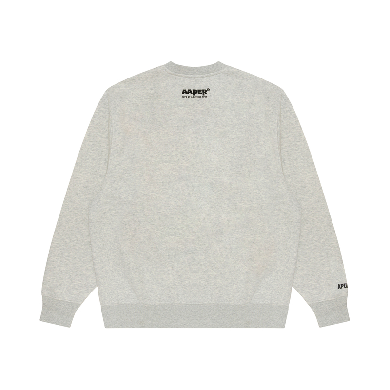 Lookbook AAPE FW24 White/Grey Ape Logo Embroidered Crewneck Sweatshirt AAPSWMB377XAN