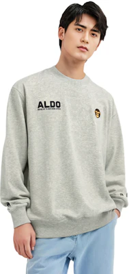 AAPE FW24 White/Grey Ape Logo Embroidered Crewneck Sweatshirt AAPSWMB377XAN Shop AAPE FW24 White/Grey Ape Logo Embroidered Crewneck Sweatshirt AAPSWMB377XAN