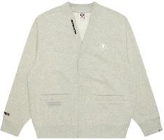 AAPE FW24 White Grey Zip-Up Hoodie with Ape Face Patch Embroidery AAPSWMB329XAN AAPE FW24 White Grey Zip-Up Hoodie with Ape Face Patch Embroidery AAPSWMB329XAN