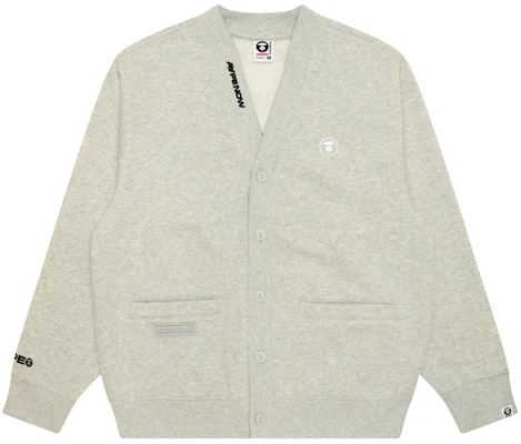 AAPE FW24 White Grey Zip-Up Hoodie with Ape Face Patch Embroidery AAPSWMB329XAN Order AAPE FW24 White Grey Zip-Up Hoodie with Ape Face Patch Embroidery AAPSWMB329XAN