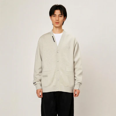 AAPE FW24 White Grey Zip-Up Hoodie with Ape Face Patch Embroidery AAPSWMB329XAN Shop AAPE FW24 White Grey Zip-Up Hoodie with Ape Face Patch Embroidery AAPSWMB329XAN