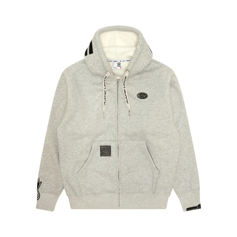 Order AAPE FW24 White Hoodie Jacket with Ape Face Badge Trendy Design AAPSWMB346XAN