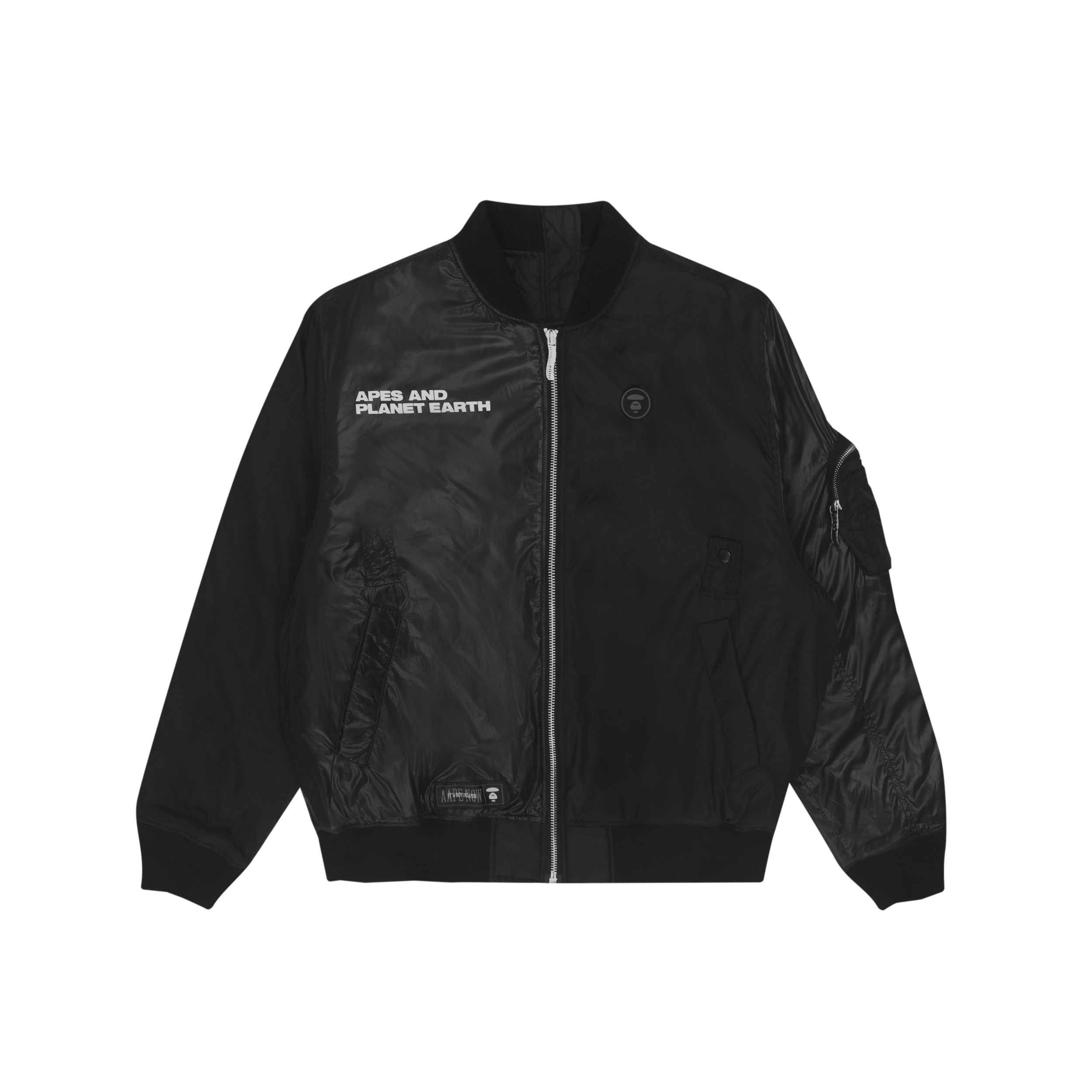 AAPE Glossy Patchwork Zipper Jacket with Ape Logo and Letter Print AAPJKM7465XXH