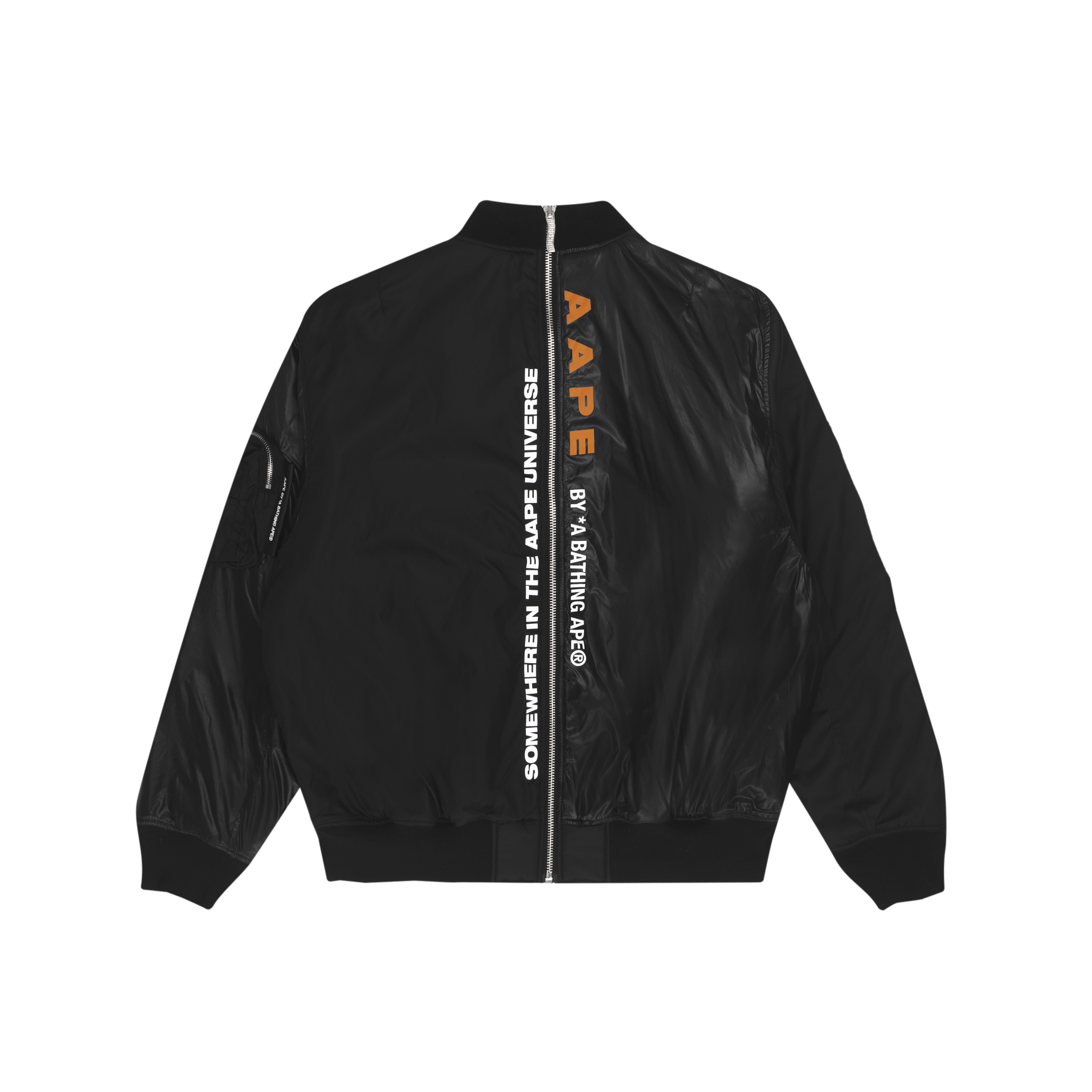 Lookbook AAPE Glossy Patchwork Zipper Jacket with Ape Logo and Letter Print AAPJKM7465XXH