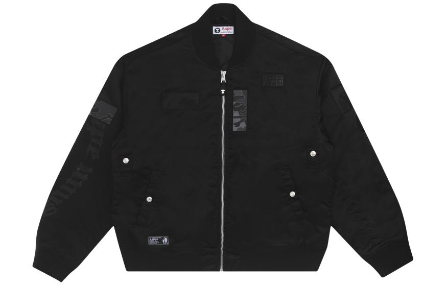 AAPE Gothic Letter Camo Paneled Zip Baseball Jacket - AAPJKM7392XXF