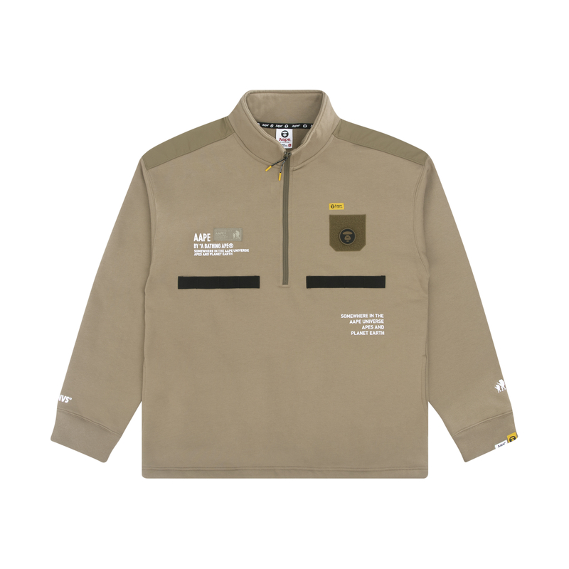 AAPE Half-Zip Pullover Sweatshirt with Logo Print and Pocket Design AAPSWM3775XXF