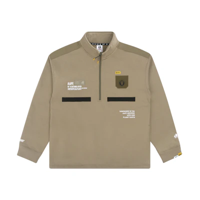 AAPE Half-Zip Pullover Sweatshirt with Logo Print and Pocket Design AAPSWM3775XXF