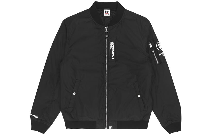 AAPE Letter Badge Stand Collar Zip-Up Bomber Jacket AAPJKM7487XXH