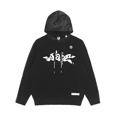 AAPE Letter Embroidery Camo Loose-Fit Drawstring Hoodie Black AAPSWM3944XXJ-1