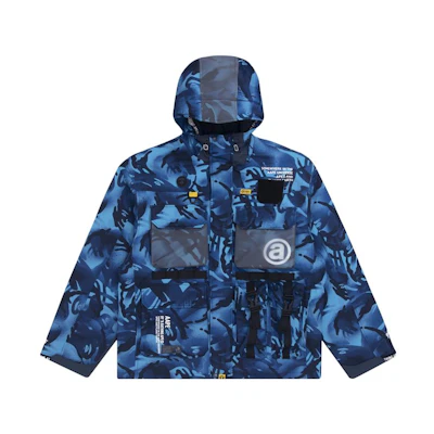 AAPE Letter Print Camo Pocket Jacket Blue Mens AAPJKM7417XAF