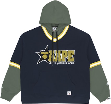 아페 컬러블록 레터프린트 페이크 투피스 풀오버 후디 유니섹스. AAPSWM3875XXI Details for 아페 컬러블록 레터프린트 페이크 투피스 풀오버 후디 유니섹스. AAPSWM3875XXI