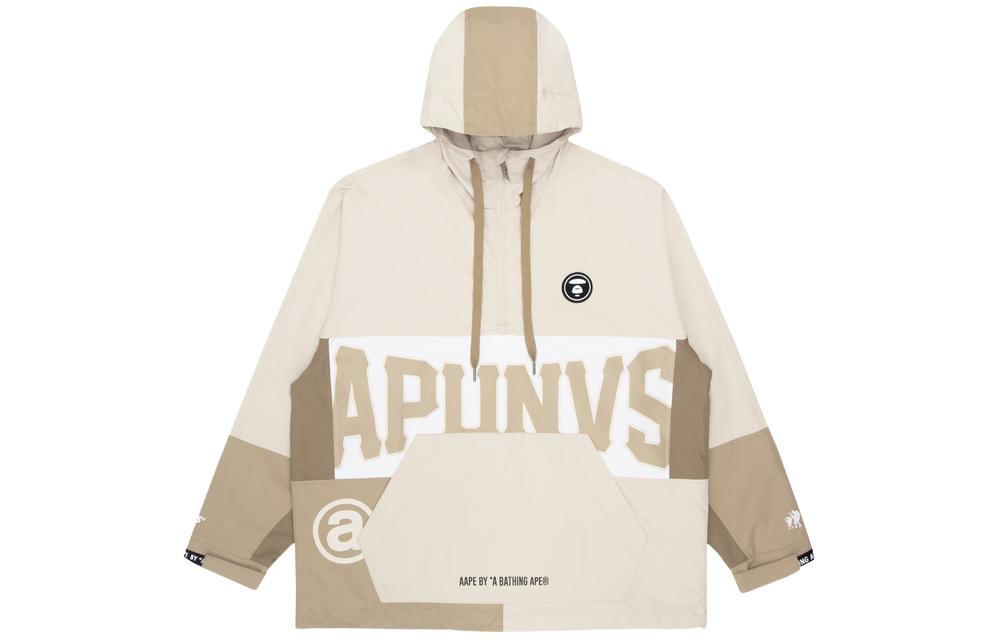 AAPE Letter Print Colorblock Hoodie Jacket for Men - Brown AAPLJM7453XXH-BGL