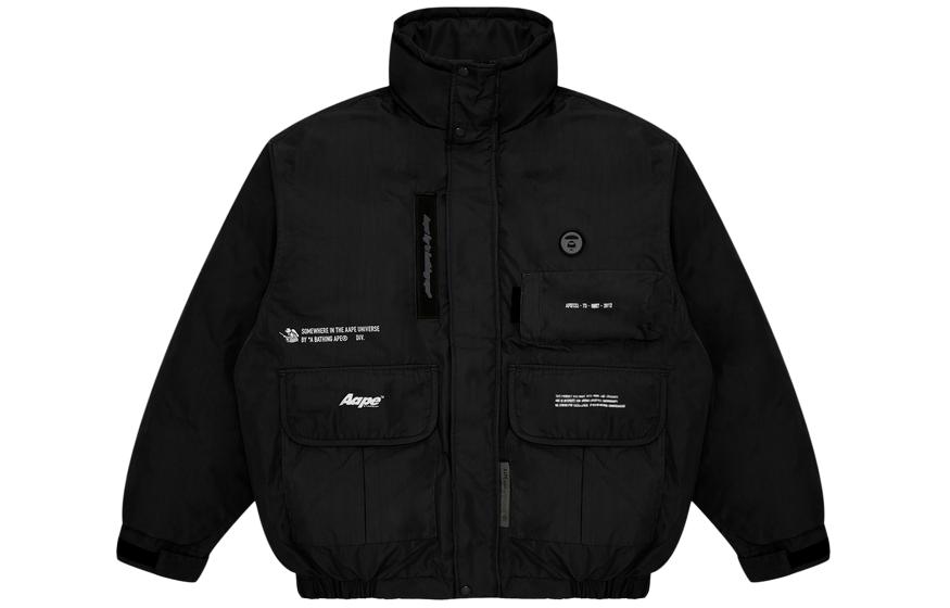 AAPE Letter Print Patch Multi-Pocket Crewneck Jacket for Men AAPJKM7461XXH