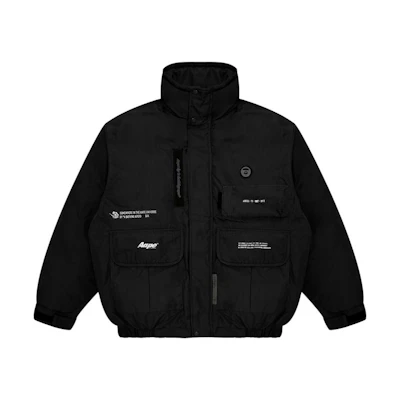 AAPE Letter Print Patch Multi-Pocket Crewneck Jacket for Men AAPJKM7461XXH