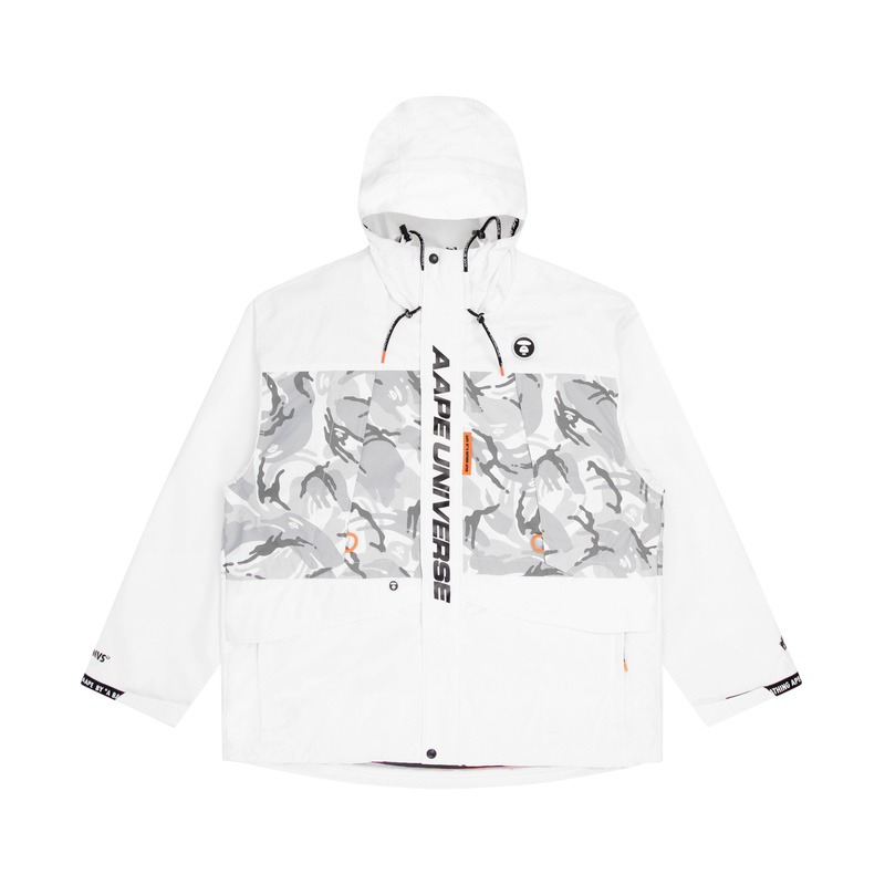 AAPE Letter Print Patchwork Classic Casual Hooded Jacket - AAPJKM7466XXH