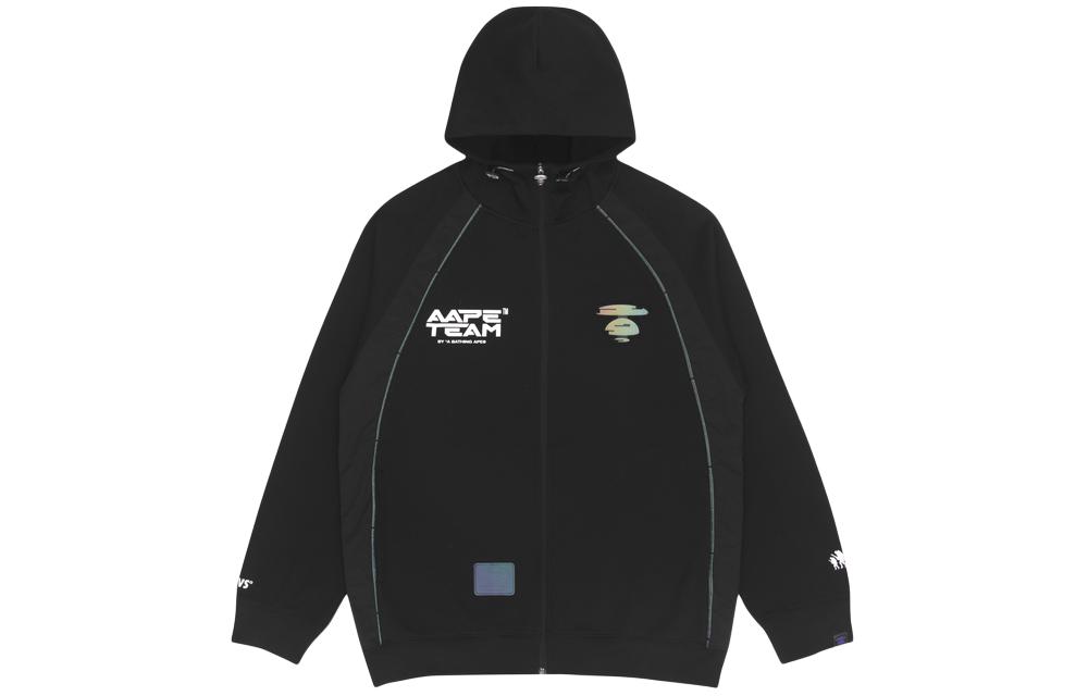 AAPE Letter Print Zipper Hoodie Black AAPSWM3877XXI