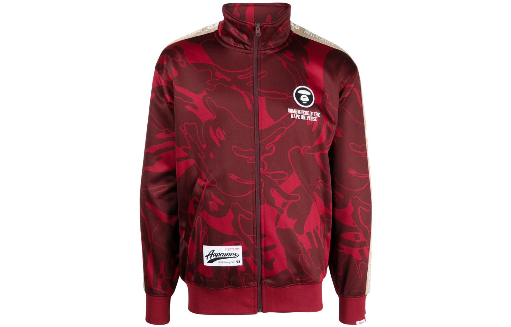 AAPE Logo Embroidered Camouflage Print Jacket Crimson Red Mens ASWA374XXL