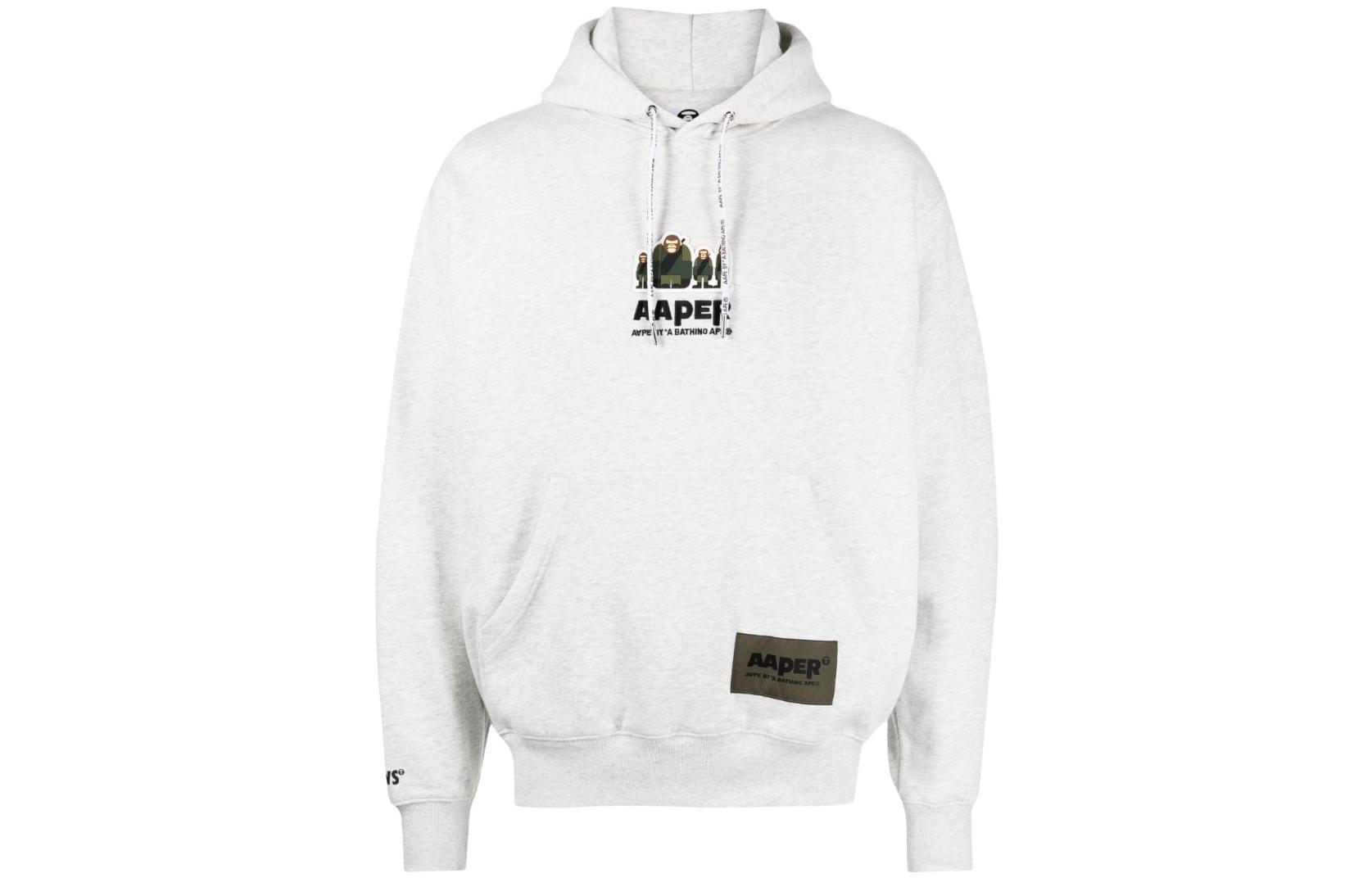 AAPE Logo Embroidered Knit Hoodie Gray ASWA343XAL