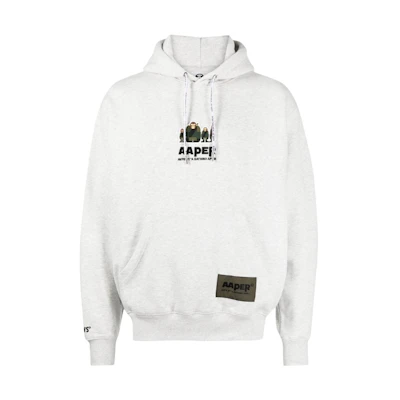 AAPE Logo Embroidered Knit Hoodie Gray ASWA343XAL
