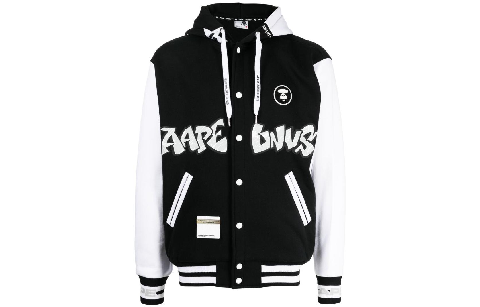 AAPE Logo Patch Drawstring Hoodie Jacket Black ASWA366XXL