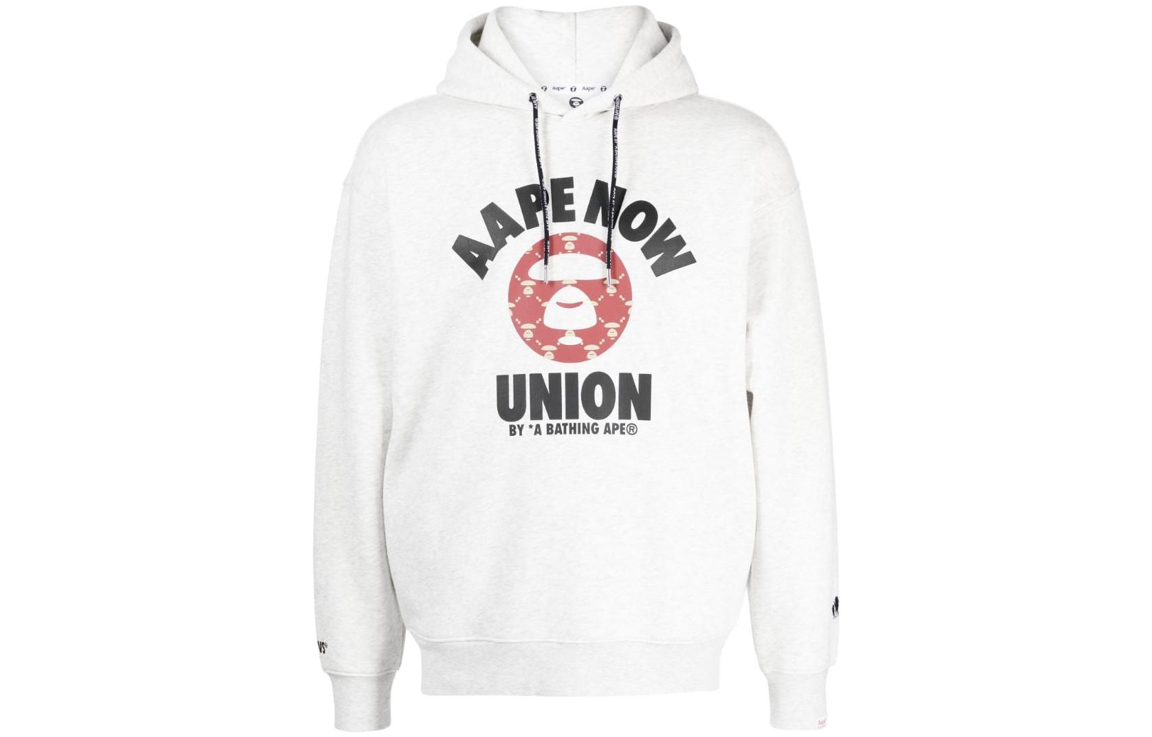 AAPE Logo Print Drawstring Hoodie - Gray ASWA328XAL