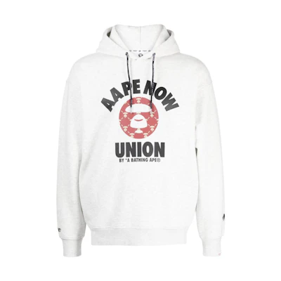 AAPE Logo Print Drawstring Hoodie - Gray ASWA328XAL