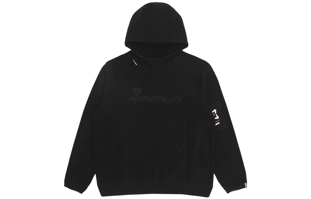 AAPE Logo Print Fleece Hoodie with Ape Head Back Graphic AAPSWM3868XXH