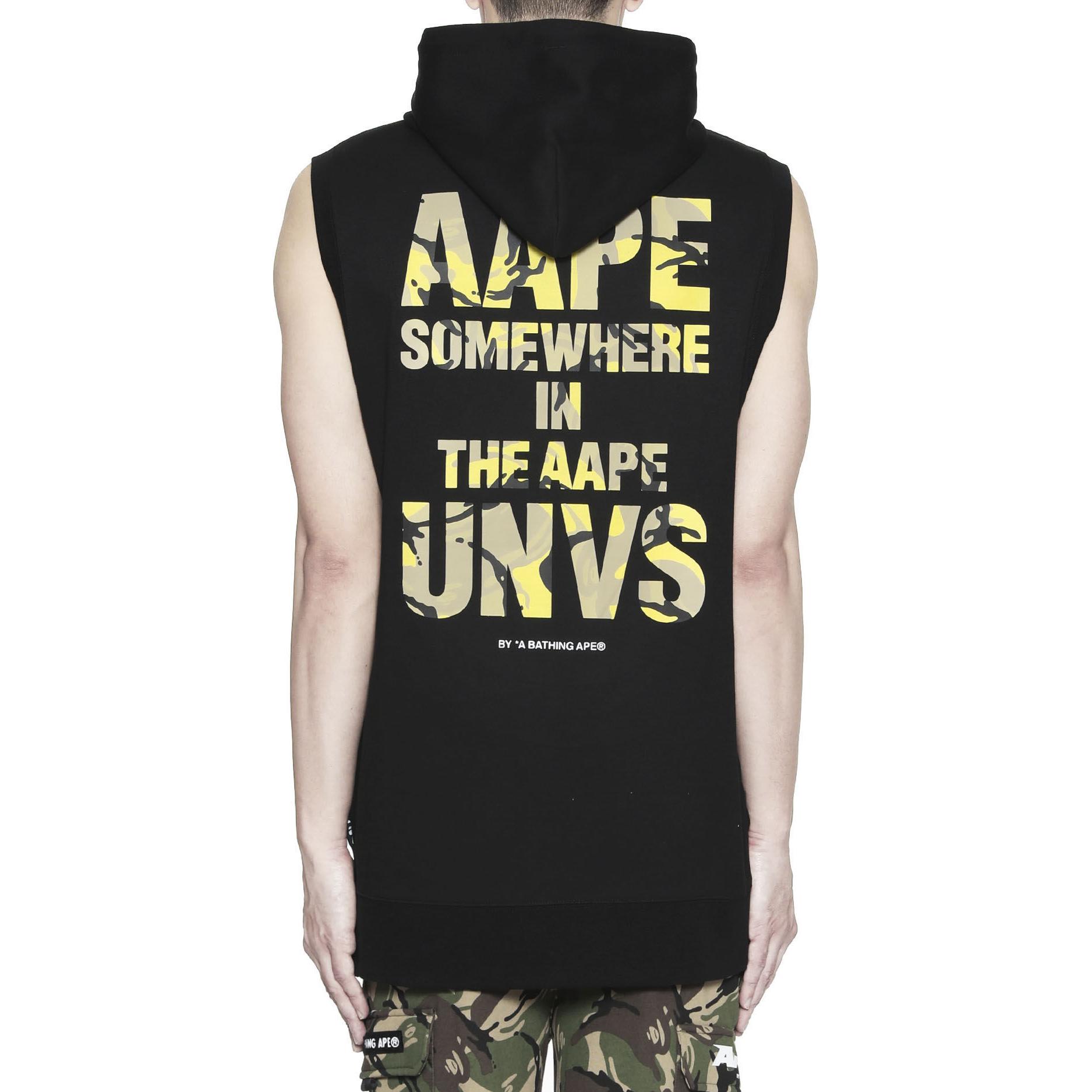 Shop AAPE Logo Sleeveless Hoodie Unisex Black AAPSWM3415XXA-BKX