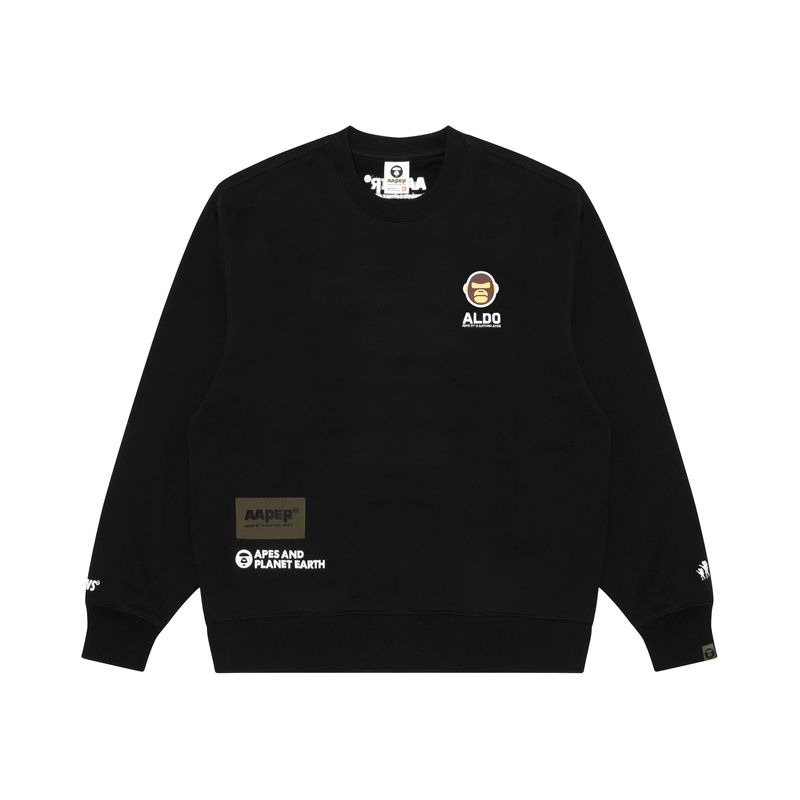 AAPE Long Sleeve Crewneck Pullover Sweatshirt with Logo Patch Design AAPSWMA342XXL