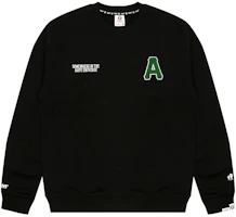 AAPE Loose Fit Crewneck Sweatshirt with Letter Print and Badge Design AAPSWMB336XXN AAPE Loose Fit Crewneck Sweatshirt with Letter Print and Badge Design AAPSWMB336XXN