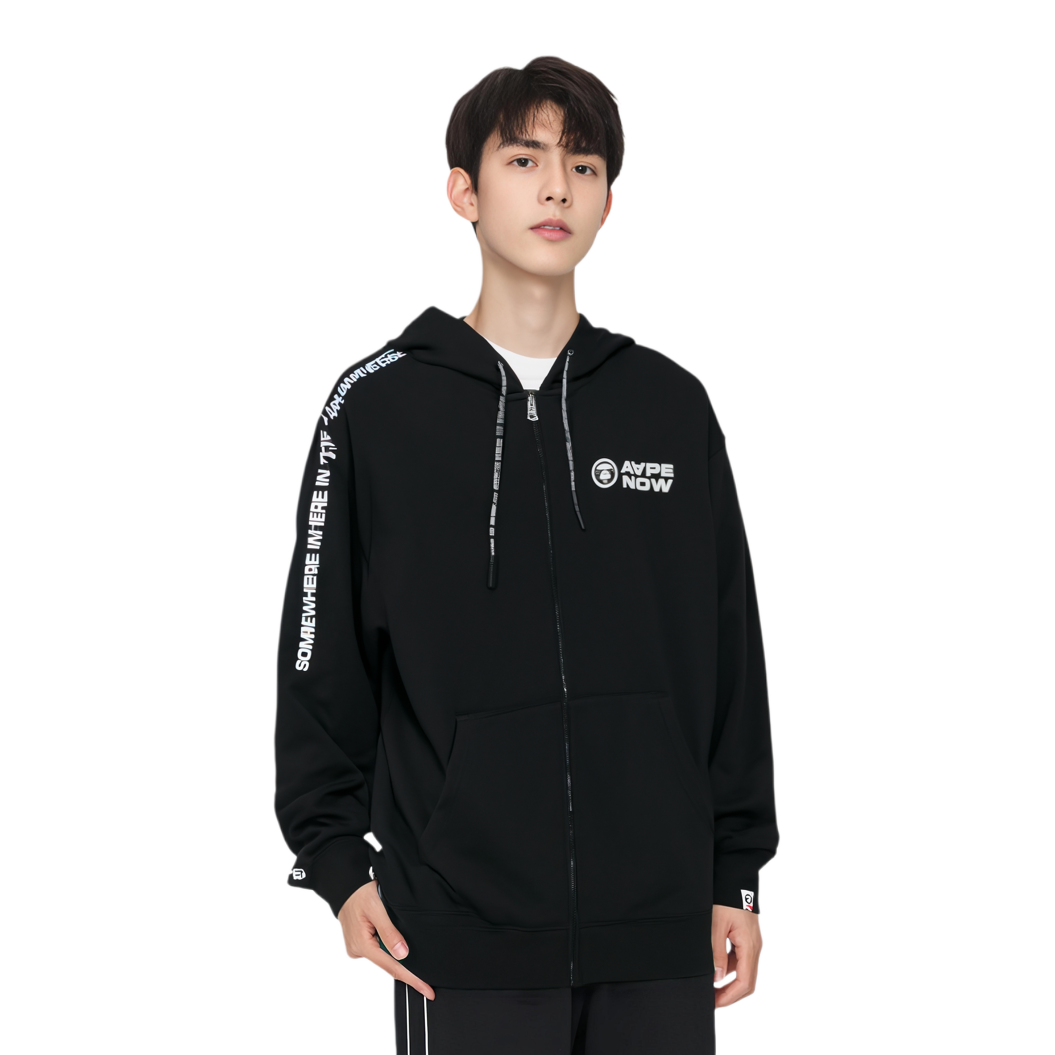 Shop AAPE Loose Fit Long Sleeve Sweatshirt with Embroidered Lettering AAPSWMB327XXN