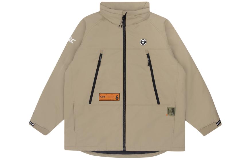 AAPE Loose High-Neck Letter Print Jacket with Zipper Pockets AAPJKM7394XXF