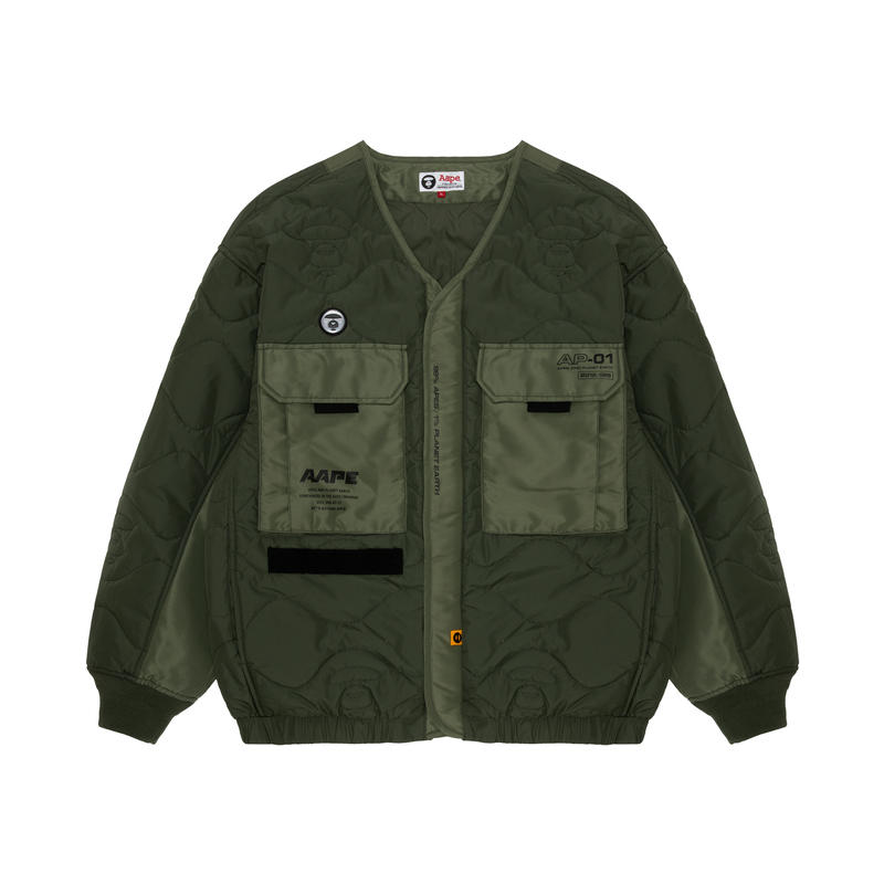 AAPE Military Green Utility Jacket with Dual Pockets for Men AAPJKM7548XXJ