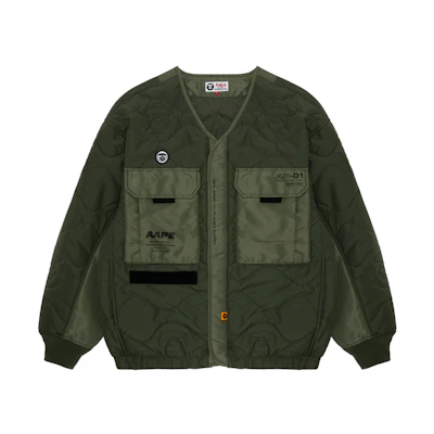 AAPE Military Green Utility Jacket with Dual Pockets for Men AAPJKM7548XXJ