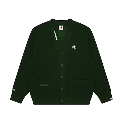AAPE Monkey Logo Embroidered V-Neck Cardigan Sweatshirt AAPSWMB329XXN