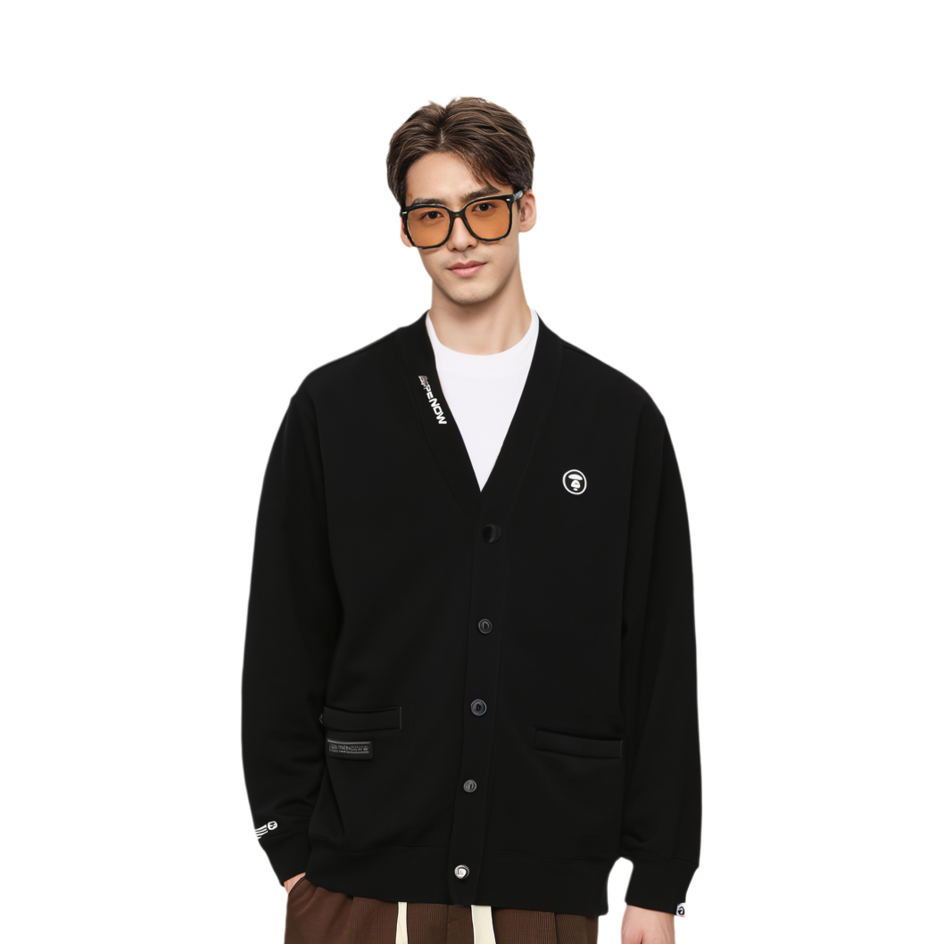 AAPE Monkey Logo Embroidered V-Neck Cardigan Sweatshirt AAPSWMB329XXN 圖 4